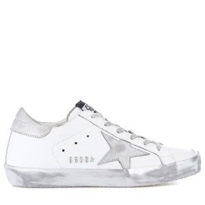 Golden Goose Superstar Leather Sneakers in Silver/White